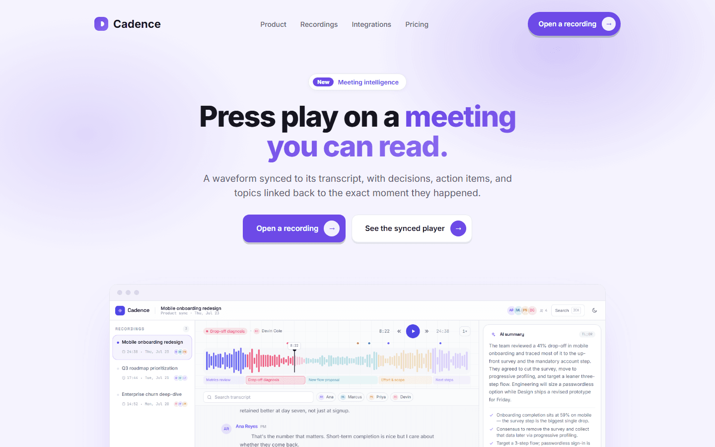 Cadence - Meeting Intelligence Workspace