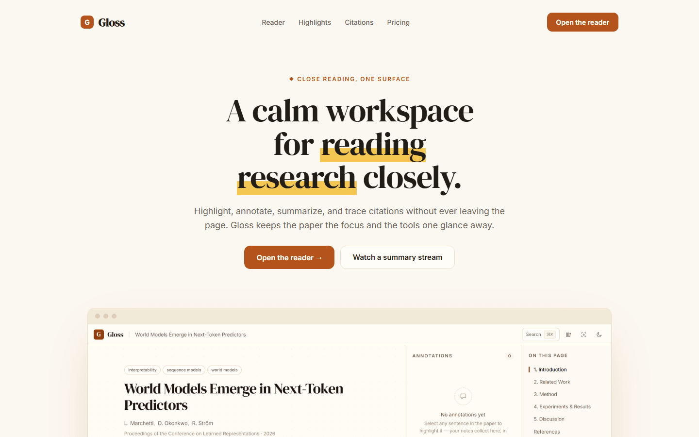 Gloss - Research Reading Workspace
